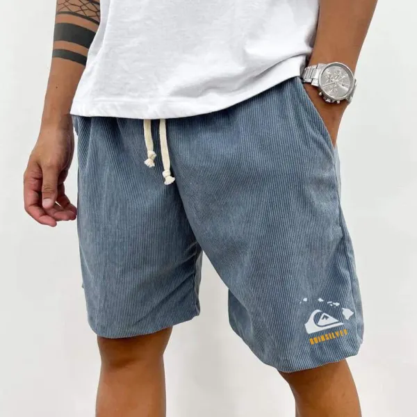Men's Quiksilver Shorts Retro Casual Printed Corduroy Surf Shorts - Cotosen.com