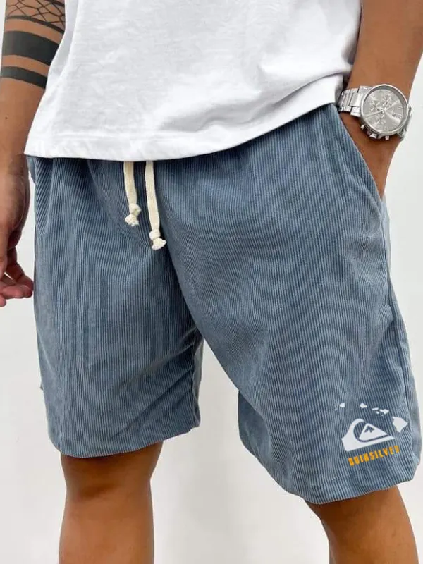 Men's Quiksilver Shorts Retro Casual Printed Corduroy Surf Shorts - Wantbright.com 