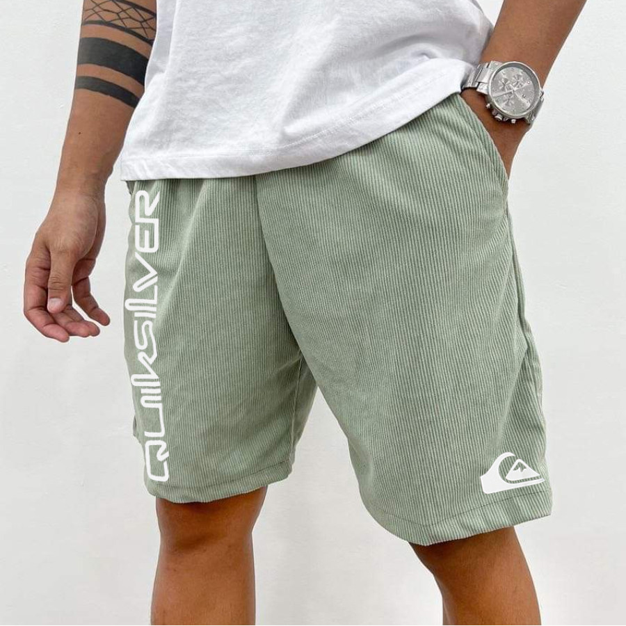 

Men's Retro Casual Printed Corduroy Shorts