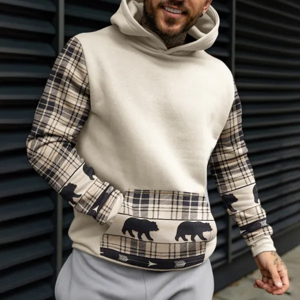 Men's Casual Western Ethnic Geometric Print Color Block Hooded Sweatshirt - Yesunshine.com 