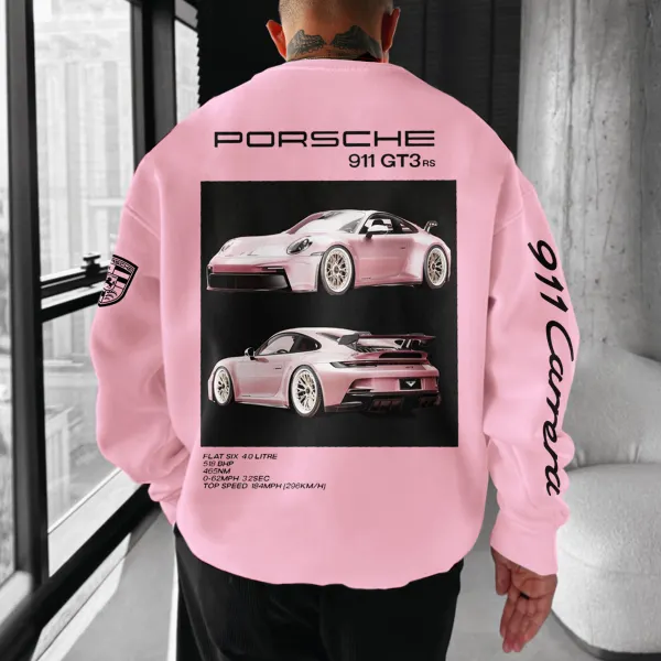 Unisex Loose Comfortable Sports Car 911 GT3RS Round Neck Pullover Sweatshirt - Dozenlive.com 