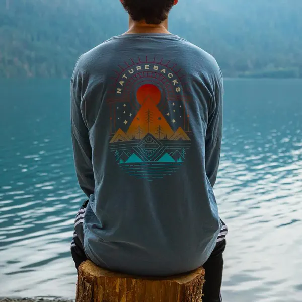 Casual Retro Landscape Printed T-shirt - Albionstyle.com 
