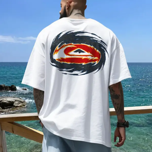 Men's Quiksilver Surf Beach Loose Short Sleeve Oversized T-Shirt - Cotosen.com 