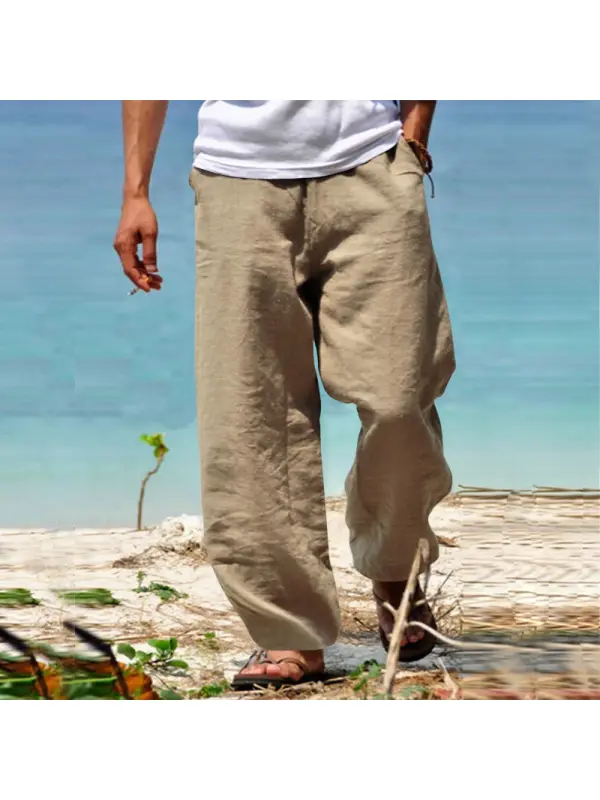 Mens Cotton And Linen Summer Beach Loose Pants - Aptkoi.com 