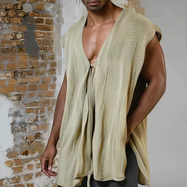 Men's Loose Linen Sleeveless Shirt - Ootdyouth.com 