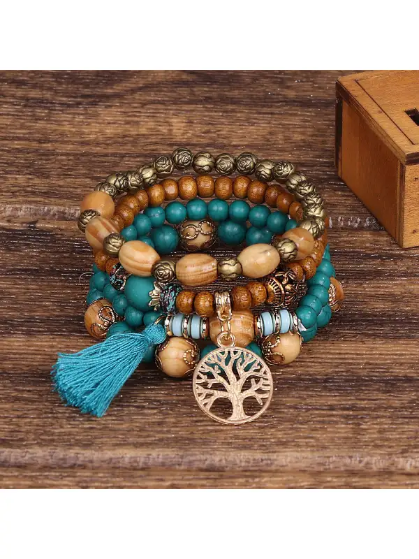 Boho Multi-layered Wooden Beaded Bracelet - Cominbuy.com 