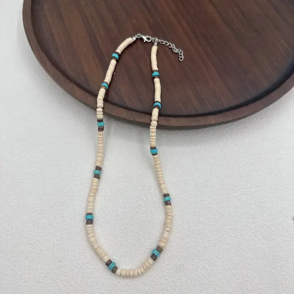 Bohemian Style Coconut Shell Wood Beads Mixed Color Retro Design Women's Necklace - Albionstyle.com 