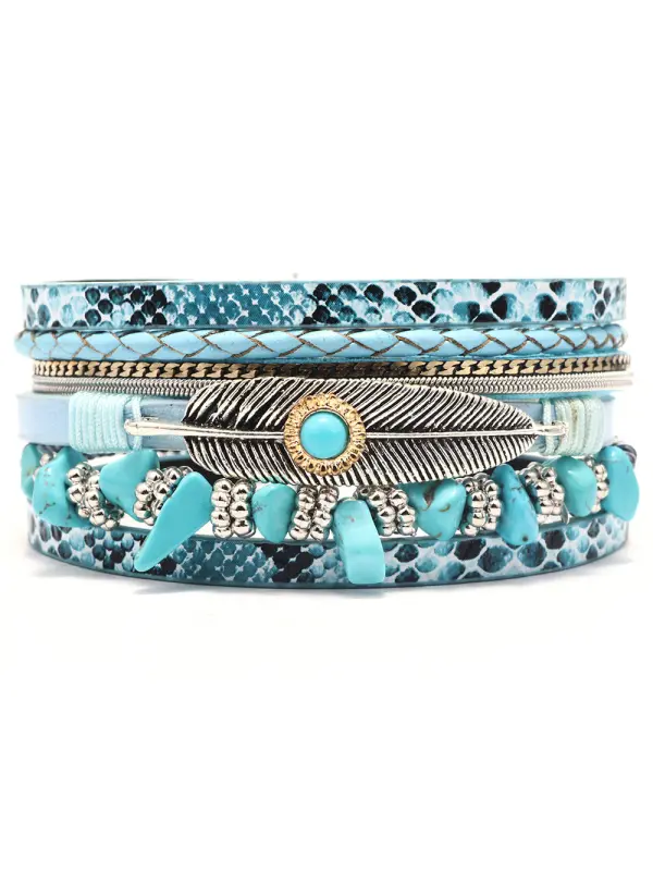 N Ethnic Wrap Gravel Layered Bracelet - Cominbuy.com 