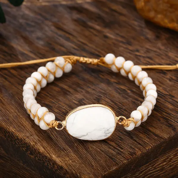 Unisex Egg-shaped White Pine Natural Stone Ethnic Style Bracelet - Albionstyle.com 