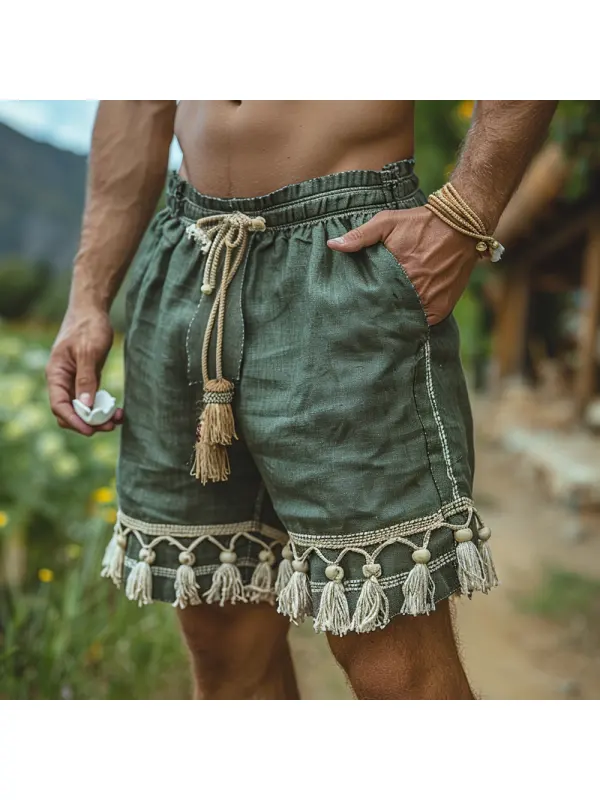 Retro Casual Linen Shorts Tropical Holiday Casual Shorts - Anrider.com 