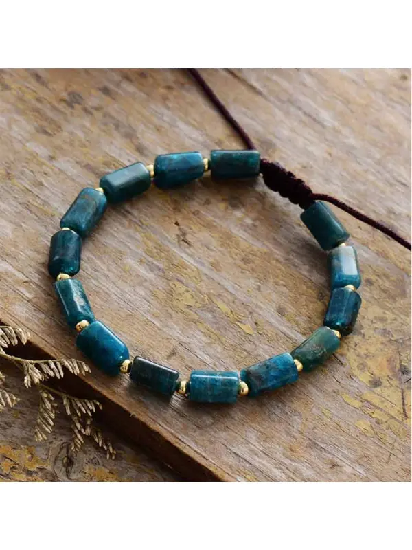 Unisex Blue Apatite Natural Stone Ethnic Bracelet - Shopyiyistories.com 