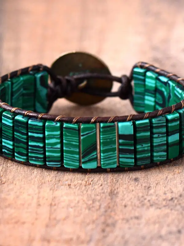 Unisex Vintage Malachite Natural Stone Ethnic Bracelet - Sunshinenice.com 
