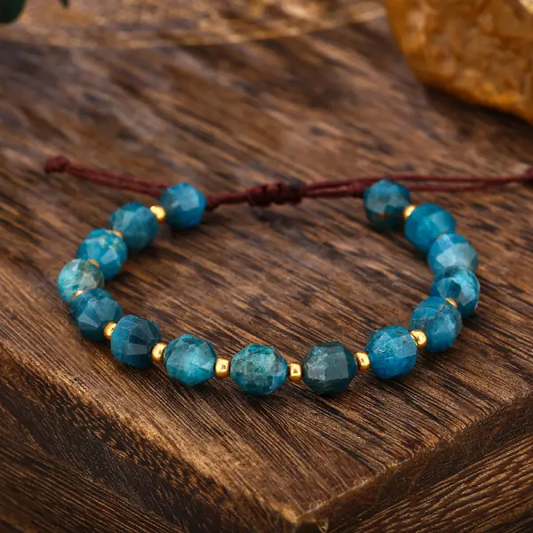 Unisex Blue Apatite Natural Stone Ethnic Bracelet - Albionstyle.com 