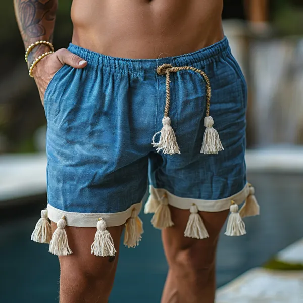 Retro Casual Linen Shorts Tropical Holiday Casual Shorts - Dozenlive.com 
