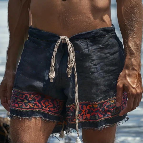 Men's Ethnic Linen Shorts - Dozenlive.com 