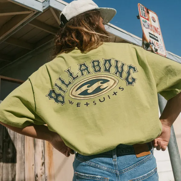 Casual Vintage Print Surf T-Shirt - Albionstyle.com 