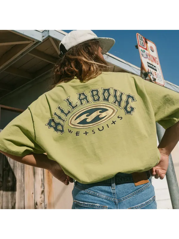 Casual Vintage Print Surf T-Shirt - Aptkoi.com 