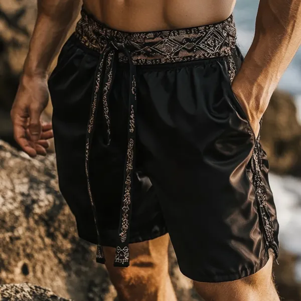 Men's Bohemian Vintage Beach Vacation Ethnic Style Casual Shorts - Albionstyle.com 