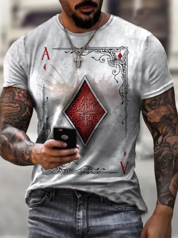 Playing cards diamond square print T-shirt - Plazabery.chimpone.com 
