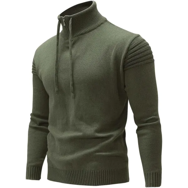 Men's Casual Warm Solid Color Stand-up Collar Zipper Sweater - Honeylop.chimpone.com 
