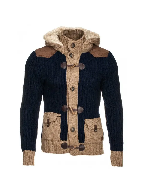 Men's Thermal Slim Hooded Knit Cardigan - Ootdmw.com 