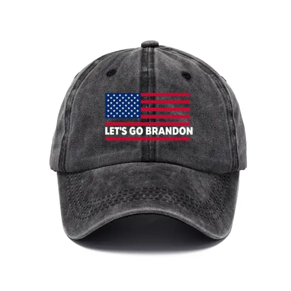 LET'S GO BRANDON Washed Printed Baseball Cap Washed Cotton Hat - Kalesafe.com 