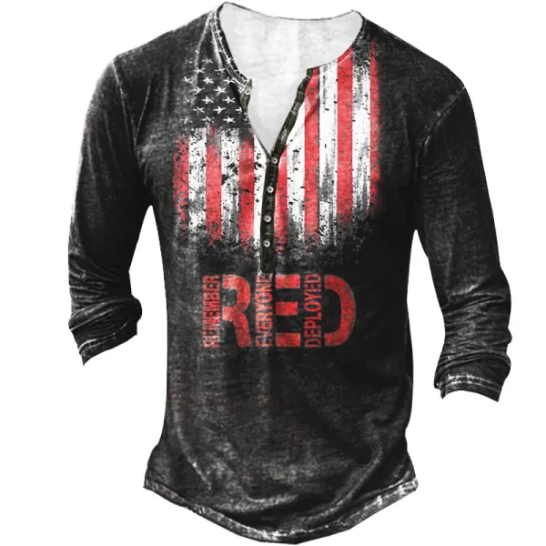 RED Notice Men's Vintage Henley Button Long Sleeve Shirt - Honeylop.chimpone.com 