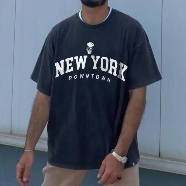 Retro Oversized New York Men's T-shirt - Keymimi.com 