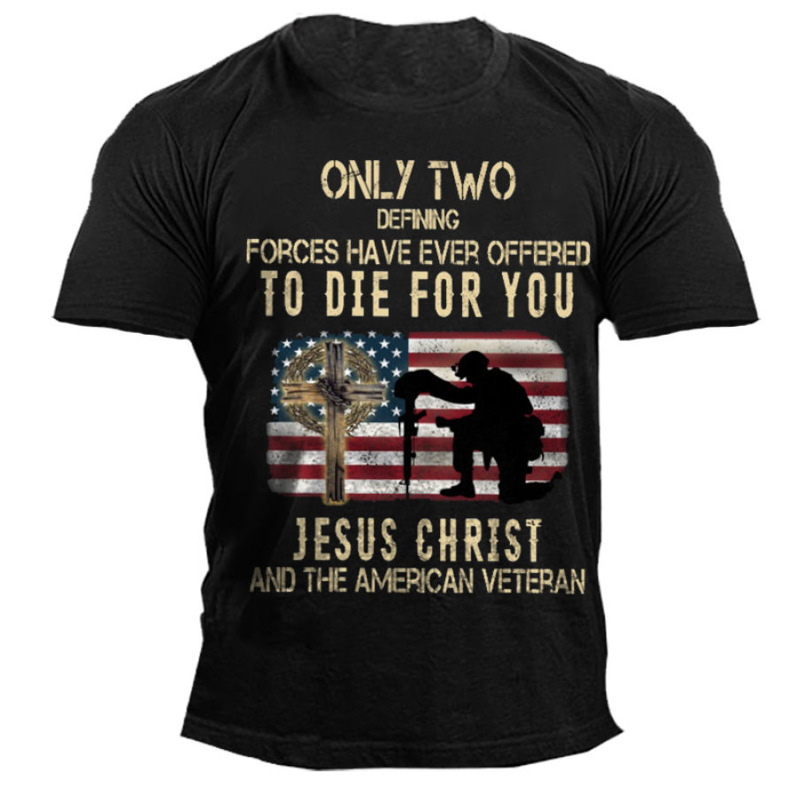 

Jesus Christ And The American Veteran Men's Cotton Print T-shirt