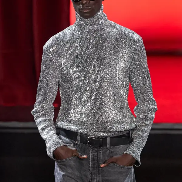 Slim High-Neck Top In Personalized Glitter Fabric - Craftshock.com 