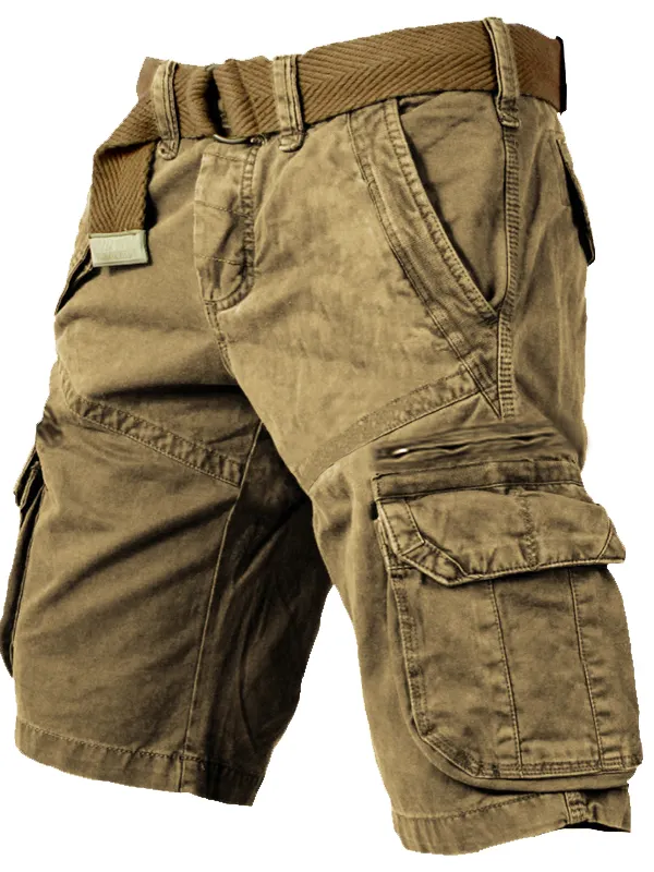 Men's Outdoor Vintage Washed Multi-pocket Tactical Shorts 