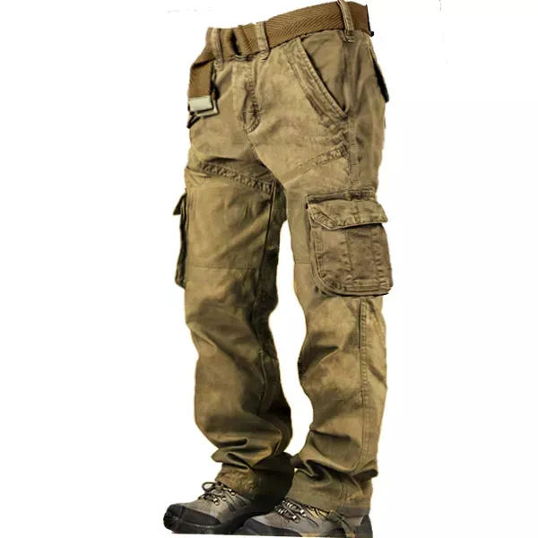 Men's Outdoor Vintage Washed Cotton Washed Multi-pocket Tactical Pants - Upgradecool.com 