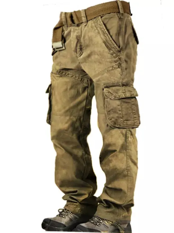 Men's Outdoor Vintage Washed Cotton Washed Multi-pocket Tactical Pants - Menwyx.com 