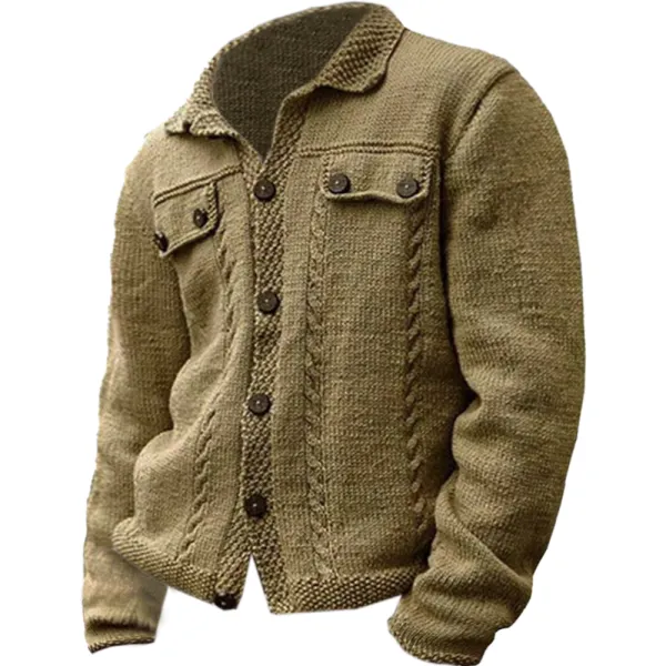 Men's Vintage Twist Button Cardigan Sweater - Dozenlive.com 