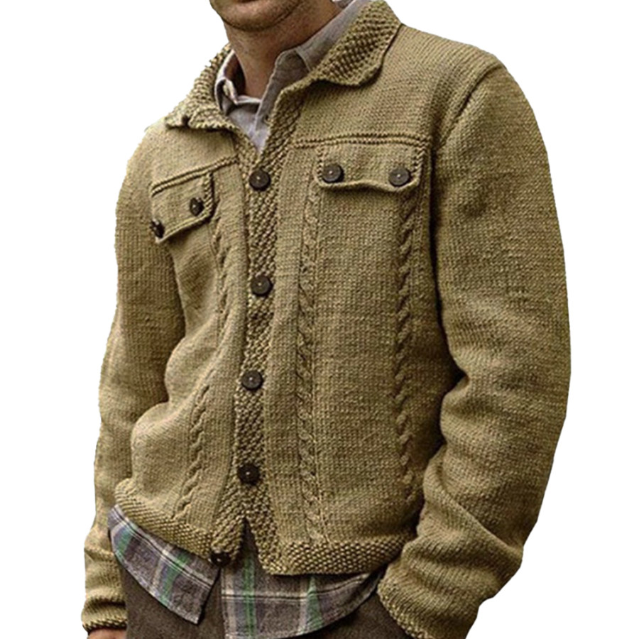 

Men's Vintage Twist Button Cardigan Sweater