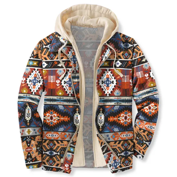 Men's Autumn & Winter Outdoor Casual Vintage Ethnic Print Hooded Jacket Only $37.89 - Wayrates.com 