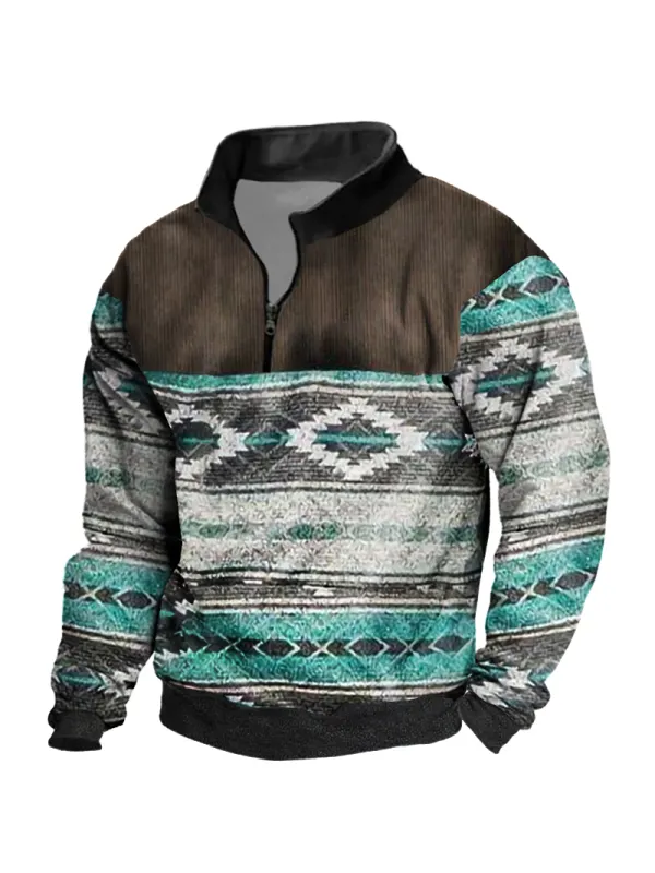 Native American Culture Henley Collar Long Sleeve Sweatshirt - Realyiyi.com 