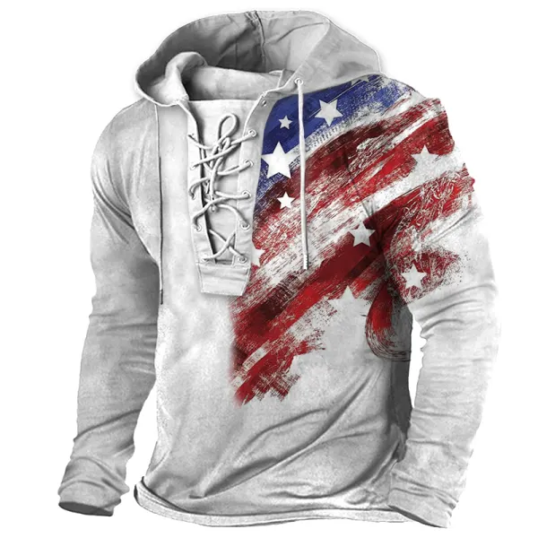 Men's Outdoor Casual American Patriotic Flag Print T-Shirt - Kalesafe.com 