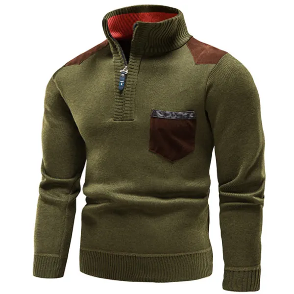 Men's Fleece Thick Zipper Half Turtleneck Sweater Only JPY2,880 - Wayrates.com 