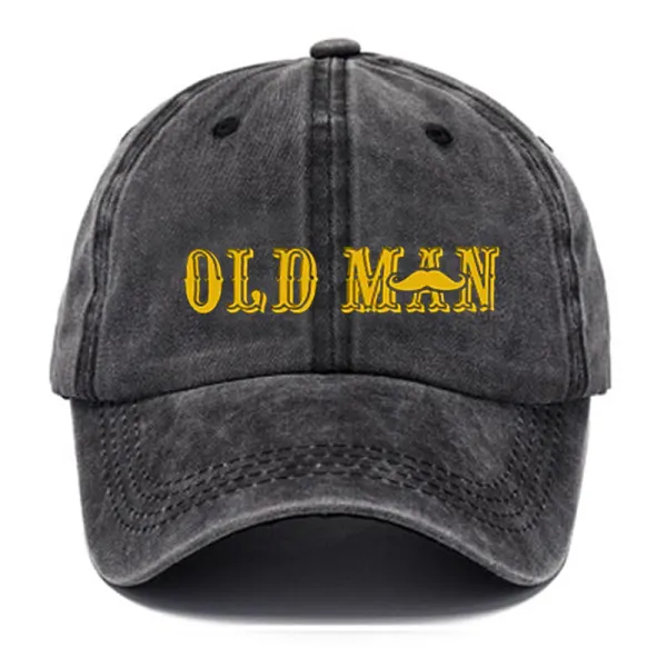 Old Man Print Men's Vintage Washed Hat - Dozenlive.com 