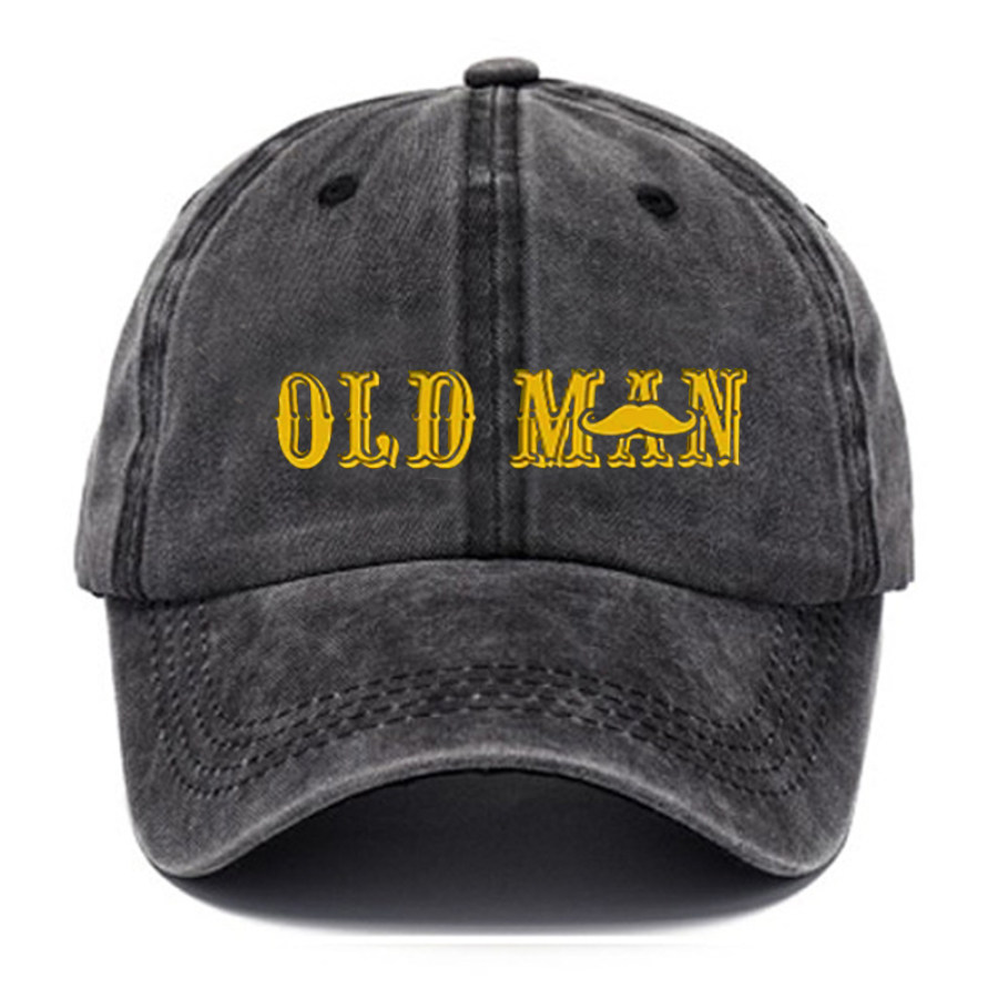 

Old Man Print Men's Vintage Washed Hat