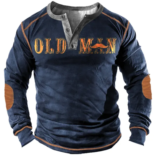 Old Men Men's Outdoor Retro Tactical Henley Long Sleeve Shirt - Menzfolk.com 