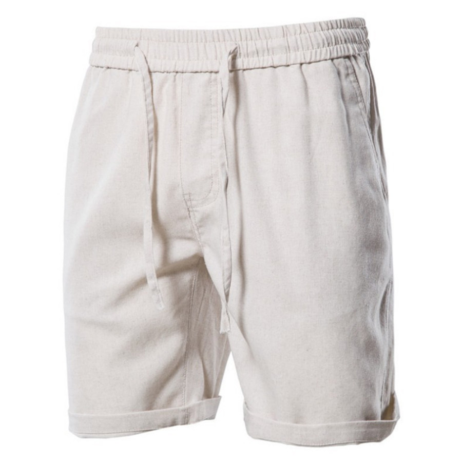 

Men's Outdoor Casual Elastic Waist Solid Cotton Linen Shorts