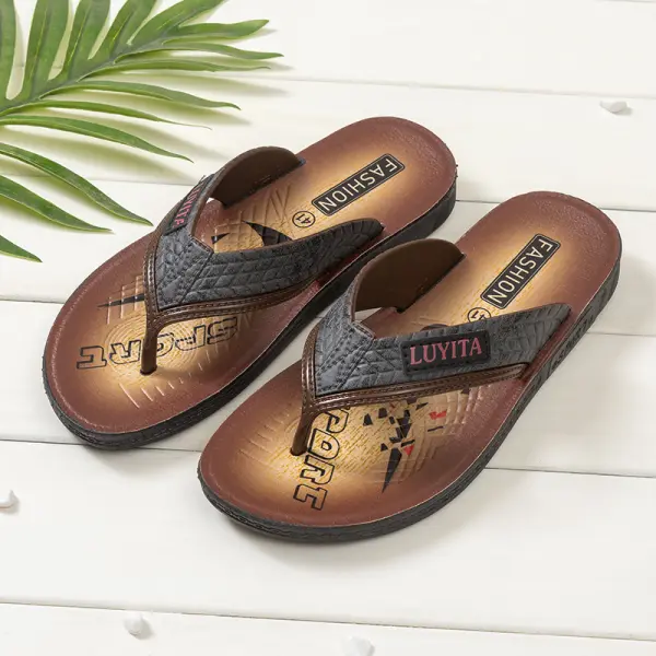 Men's Retro Casual PU Anti-slip Beach Slippers - Upgradecool.com 