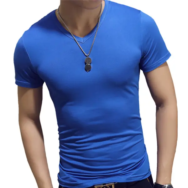 Men's Outdoor Casual V-neck T-shirt - Kalesafe.com 