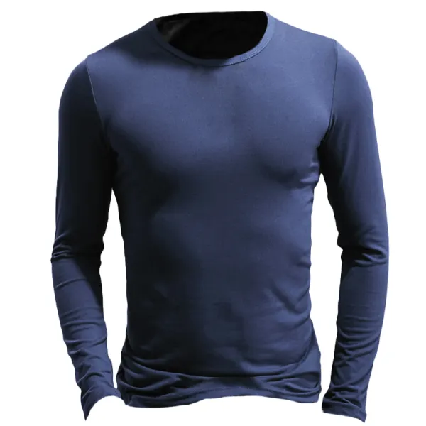 Men's Outdoor Casual Round Neck Long Sleeve T-Shirt - Elementnice.com 