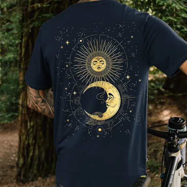 Men's Vintage Sun Moon Star Print Crewneck T-shirt - Kalesafe.com 