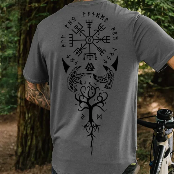 Men's Vintage Vking Print Crewneck T-shirt - Kalesafe.com 
