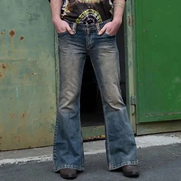 Men's Vintage High Waisted Flared Jeans - Mobivivi.com 