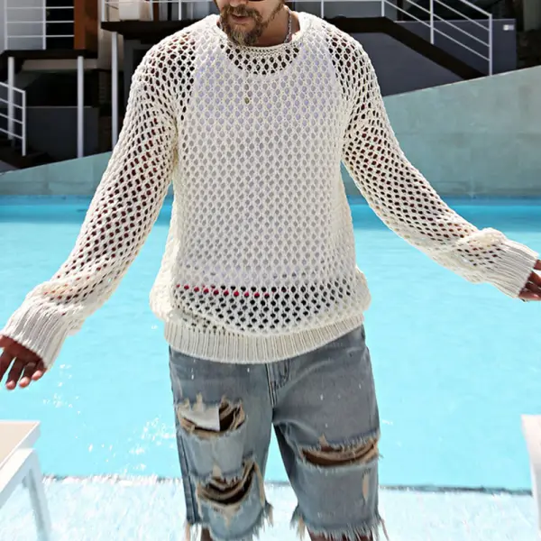 Men's Lightweight Knit Long Sleeve Sleeve Top - Mosaicnew.com 